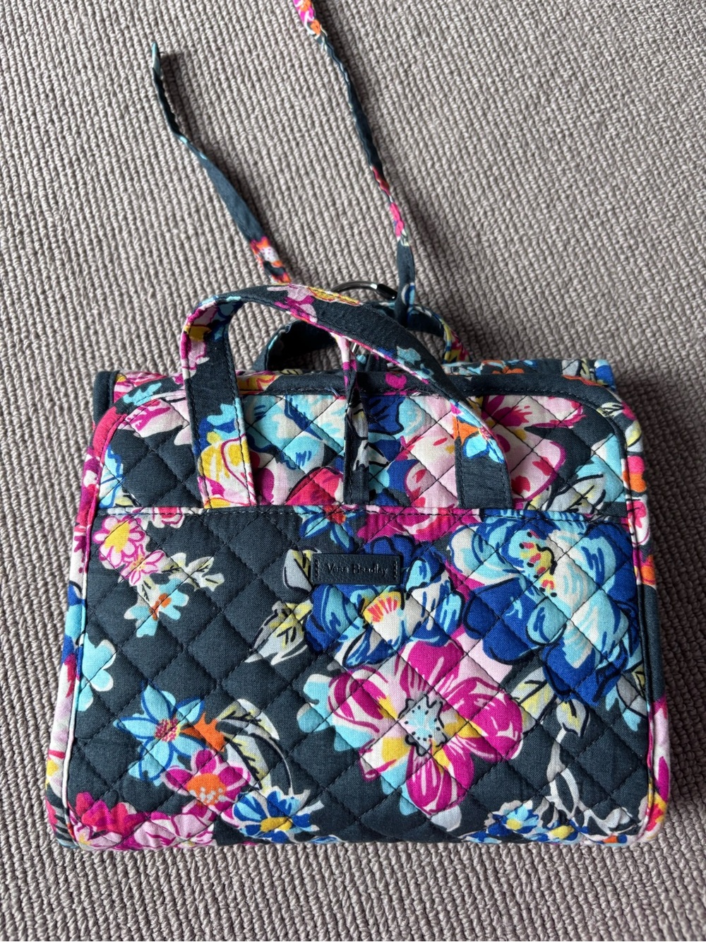 Vera Bradley Floral Quilted Hanging Cosmetic Case with Top Handles